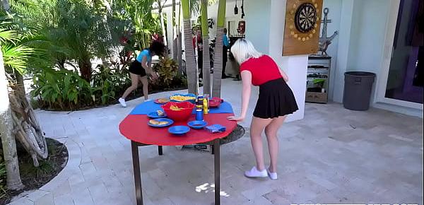  Curious teens Sabrina Snow and Sofie Reyez taking each others dads meats